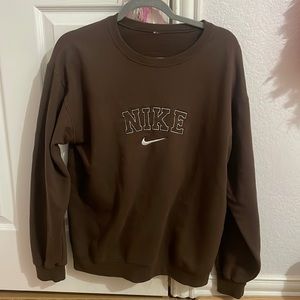 Brown Embroidered “Nike” crewneck